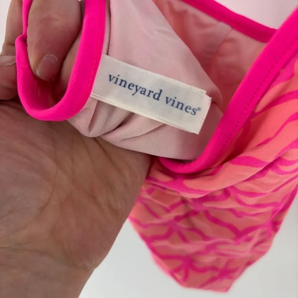Vineyard Vines Girls Pink Geometric Print Swimwear Tankini Top Size Medium